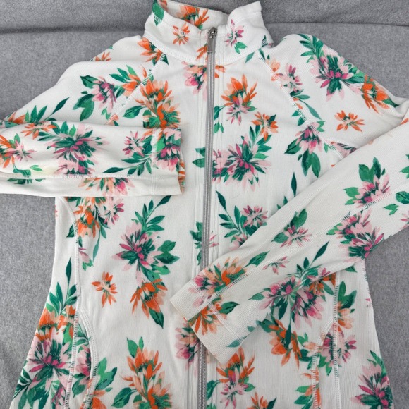 Tommy Bahama Sweaters - Tommy Bahama Floral Ribbed Full Zip Jacket White Orange Pink Green XXS SW221638
